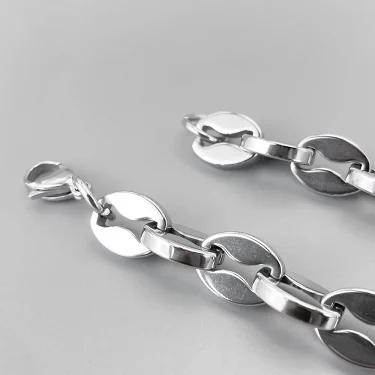 ELANDIS High quality Stainless Steel Thick Chain Bracelet for Men and Women Fashion Punk Gold Plated Bean Chain Bracelets Jewelr 6