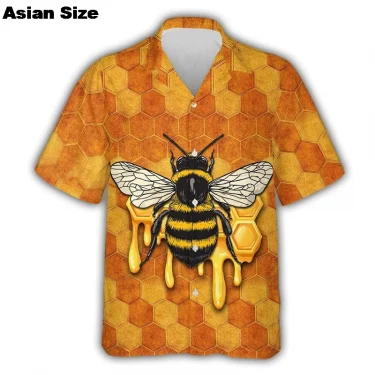 Cute Bee 3D Print Hawaiian Beach Shirts Men Women Casual Fashion Streetwear Short Sleeve Shirt Blouse Harajuku Man Clothing 1