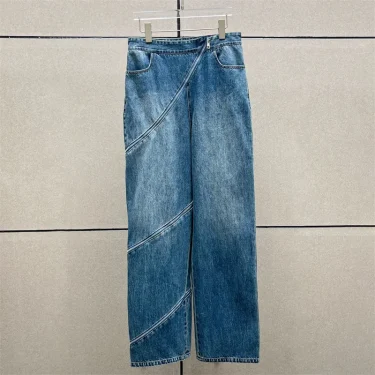 Women's jeans New retro pure cotton low waist straight leg pants for summer 2025 Asymmetric zipper decoration women's pants y2k 3