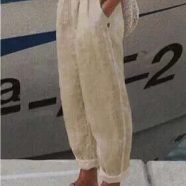 Autumn Casual Women's Trousers Comfortable Solid Cotton Linen Pants For Women 2024 Spring Fashion Daily Side Pocket Pants Female 2