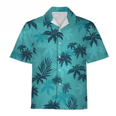 Summer Fashion Vacation Color Printed New Casual Lapel Short Sleeve Thin Hawaiian Flower Shirt Men's Affordable Cardigan 1