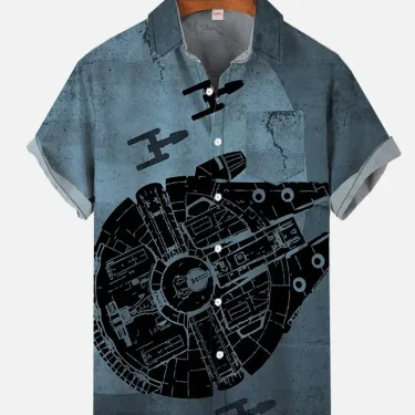 New Men's Short Sleeve Shirt Future Technology Printed Fashion Lapel Top Large Size Casual XS-5XL 5