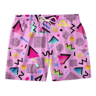 3D geometric print men's casual shorts Tropical summer style fashion shorts, quick-drying and comfortable close-fitting 4