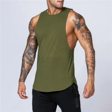 Summer Men Casual Cotton Vest Loose Gym Tank Top Quick Dry Bodybuilding Sleeveless Shirts Breathable Fitness Singlet Man Clothes 2