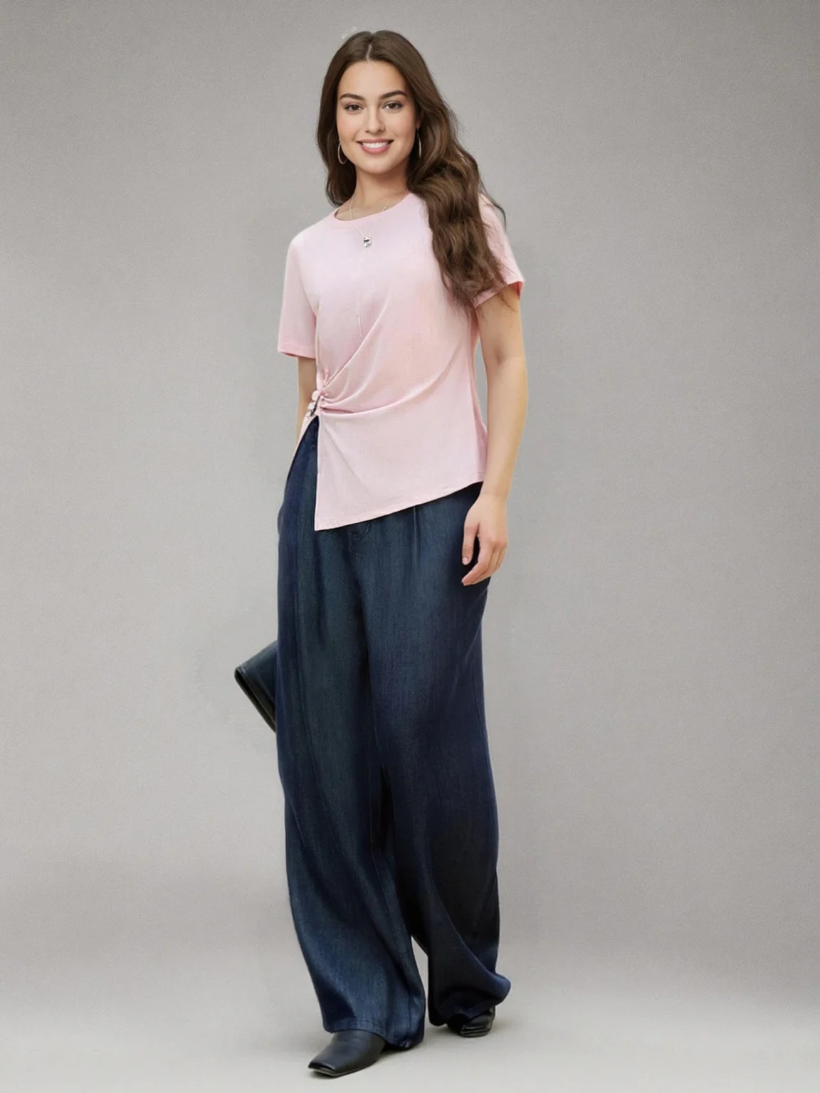 DUSHU Plus Size Cooling Lyocell Pants Summer 2025 Office Relaxed Straight-Leg Pants Versatile Staple Women Casual Trousers 2