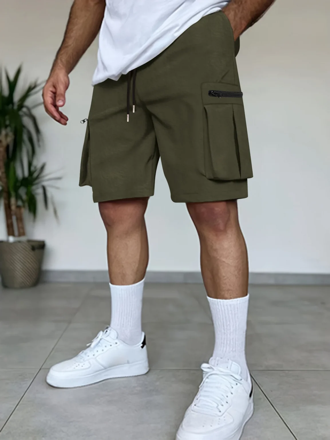 2025 summer new style hot sell solid color short male casual department beach shorts more pocket cargo light five minute pants 4