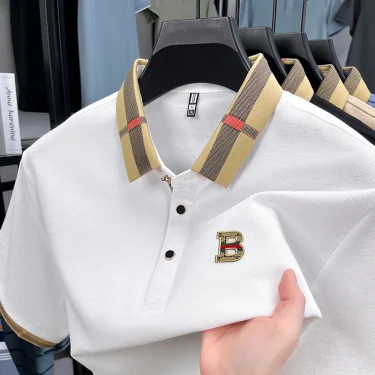 High End Quality Summer Men's Letter Printed Polo Shirt Fashionable Business Comfortable Short Sleeved Lapel T-Shirt Men's Wear 4