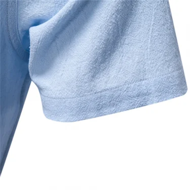 AIOPESON Mens Short Sleeve Solid Color Linen Shirt Turn Down Collar Casual Summer Breathable Comfort Shirt 5