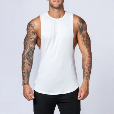 Summer Men Casual Cotton Vest Loose Gym Tank Top Quick Dry Bodybuilding Sleeveless Shirts Breathable Fitness Singlet Man Clothes 5