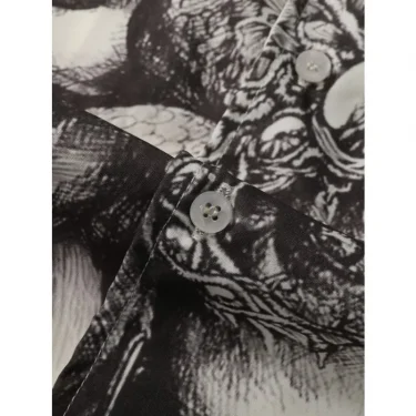 Summer fashion men's fashion shirt Medusa printed short sleeved shirt men's loose casual Hawaiian high street top 5