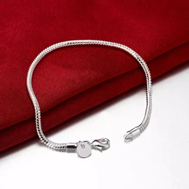 925 Sterling Silver Exquisite Solid Chain Bracelet Fashion Charm Women Men Solid Wedding Cute Simple Models Jewelry 3