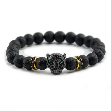 12 Style Bracelet Men Black Lava Healing Balance Beads Reiki Buddha Prayer Natural Stone Yoga Bracelet For Women Leopard Head 1