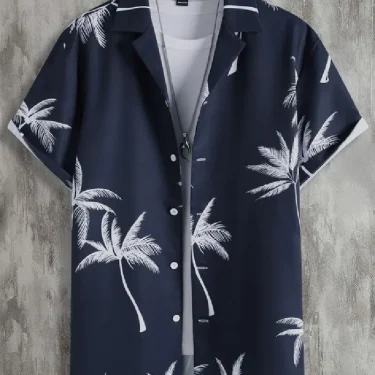 Men's Shirt Short Sleeved Summer Shirt Lapel Fashionable And Versatile Hawaiian Style Pattern Printed Top 1