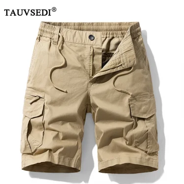 Summer Men Cotton Cargo Shorts Mens Jogger Casual Beach Fashion Shorts Man Bermuda Multi Pocket Work Safari Shorts Pants Trouser 1