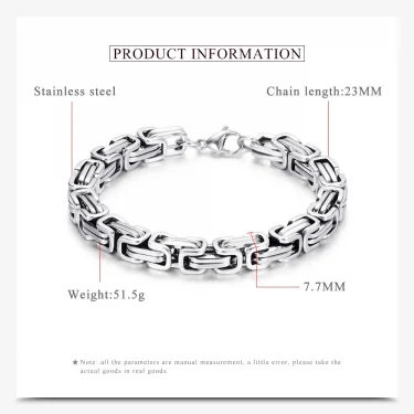 HNSP 8MM Stainless Steel Bracelet Homme Hand Chain For Men Bracelet Motorcycle Bikes Rock Male Jewelry 2