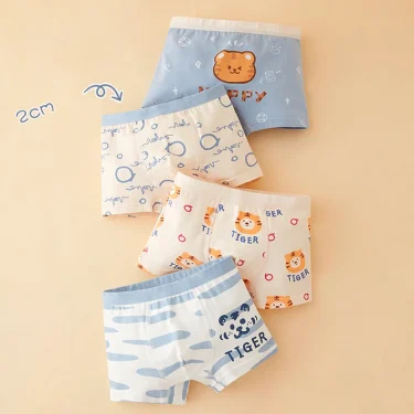 Cotton Kids Underwear 2023 Korean Cartoon Car Boxers for Boys Teenage Plaid Panties Shorts Boy Cute Underpants 2 4 8 12 14 Years 3