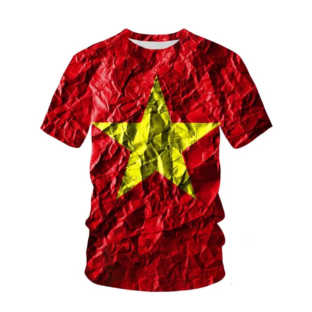Vietnam Flag Pattern 3d Printed T-shirt Mens Fashion Street Casual Sports Tee Shirt Male O-neck Tops 3