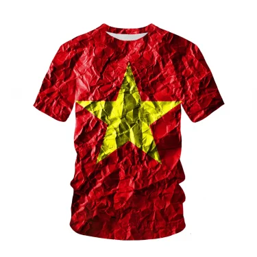 Vietnam Flag Pattern 3d Printed T-shirt Mens Fashion Street Casual Sports Tee Shirt Male O-neck Tops 3