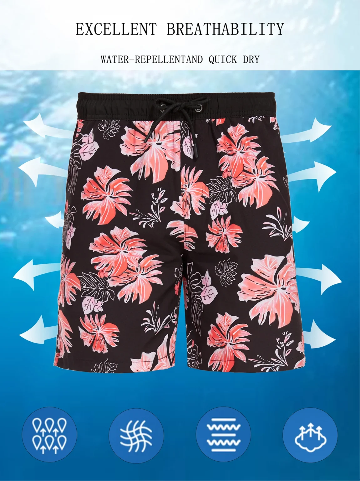 Summer New Men's Shorts Fashion Resort Quick Dry Beach Pants Men's Plus Size Lined Swim Trunks 3
