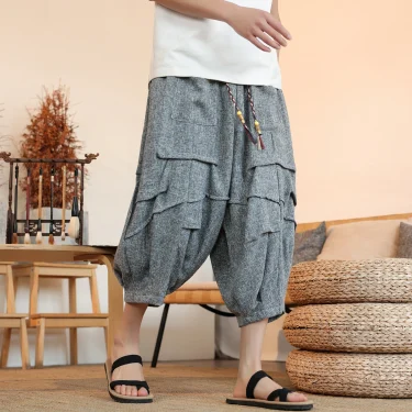 Summer Lantern Pants Men Japan Style Kimono Casual Pant Samurai Harajuku Loose Men Shorts Yukata Wide Leg Trousers Plus Size 5XL 1
