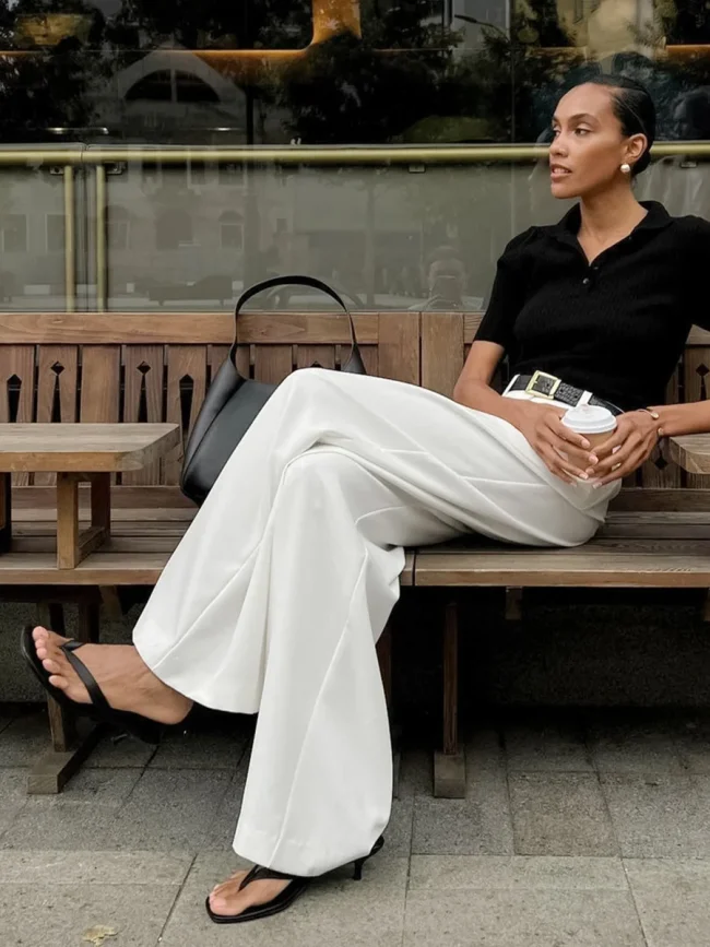 Bornladies White Loose Pants Women's 2025 Autumn/Winter New High Waist Office Lady Wide Leg Pants Temperament Casual Trousers 5