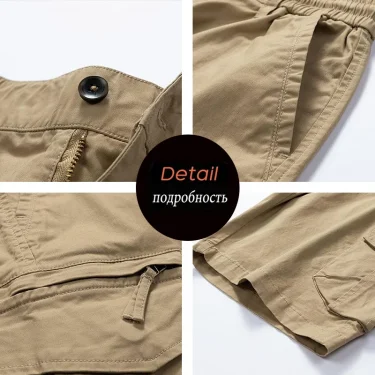 Summer Men Cotton Cargo Shorts Mens Jogger Casual Beach Fashion Shorts Man Bermuda Multi Pocket Work Safari Shorts Pants Trouser 6