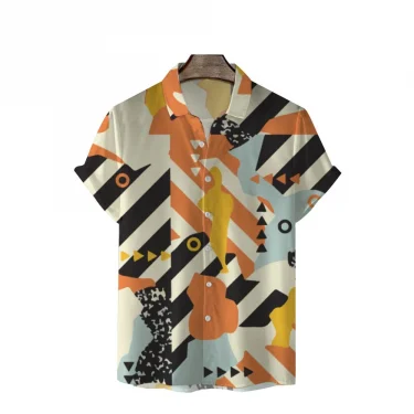 Summer Fashion Vacation 2024 Color Printed New Casual Lapel Short Sleeve Thin Hawaiian Flower Shirt Men's Affordable Cardigan 2