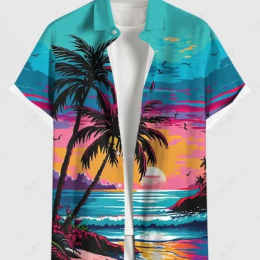 Summer Holiday Men's Hawaiian Shirts 3D Printed Short Sleeved Button Down Lapel Shirt Oversized Tops Casual Aloha Shirts For Men 3