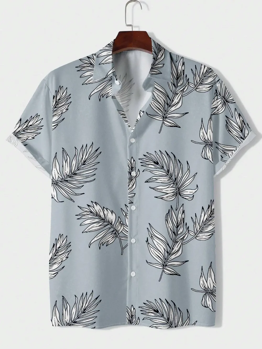 Hawaiian Fashionable Lapel Shirts For Men And Women Tropical Plant Print Short Sleeve Button-Down Shirts Seaside Tops 3