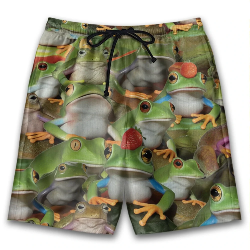 Funny 3d Print Frog Beach Shorts Men Swim Trunks Summer Animal Sports Surfing Board Shorts Child Holiday Party Bathing Suits 3