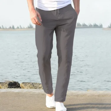 Men's Cotton Linen Pants Joggers Sweatpants Streetwear Breathable Solid Color Linen Trousers Vacation Summer Loose Pants S-5XL 4