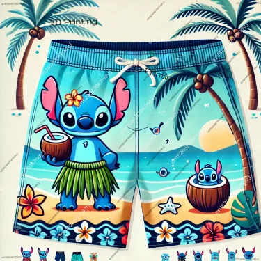 2025 New Arrivals Stitch Summer Leisure Vacation Shorts Men and Women Beach Shorts Kid Cartoon Print Shorts Sports Shorts 1