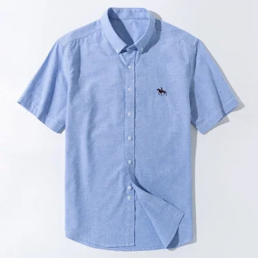 100%Pure Cotton Oxford Men's Shirts Short Sleeve Soft Regular Fit Formal Dress Shirt Social Blouse Male White Shirt 5XL 6XL 3