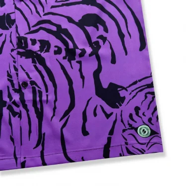 Dark Icon Purple Tiger Hawaiian Shirts Men Summer Button Down Collar Men's Shirts Male Top 5