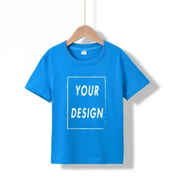 Children's Cotton Custom T Shirt Make Your Design Logo Text EU Size for Boys and Girls Front Back Both Side Personalized Tshirt 5