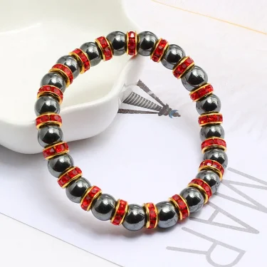 Natural Hematite Beads Bracelets Men No-Magnetic Health Protection Women Jewelry Charm Crystal Stone Stretch Bracelet & Bangle 5