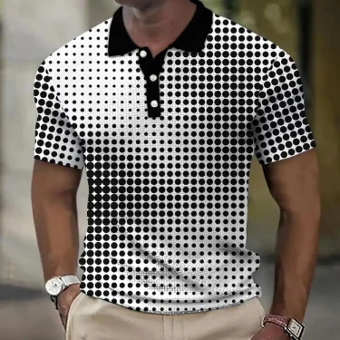 \Hot Sell Polo T-Shirt For Men 3d Spot Printed Men'S Clothing Street Casual Short Sleeved Fashion Tops Loose Oversized Shirt 2