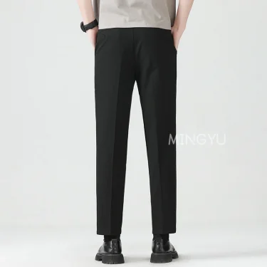 High Quality Lyocell Blend Summer Ankle Length Pants Men Business Elastic Waist Formal Suit Korean Social Work Trousers Male 40 3