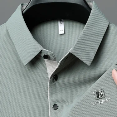 Men's lightweight summer short-sleeved Polo shirt, breathable polyester blend, ideal for golf, tennis and casual wear 1