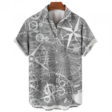 Men's Shirts Summer Fashion Nautical Graphic 3D Print Short Sleeve Casual Tops Beach Shirt For Men Oversized Loose Blouse Camisa 5