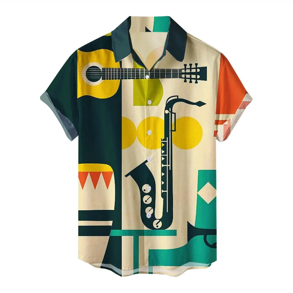 Summer Fashion Vacation Color Printed New Casual Lapel Short Sleeve Thin Hawaiian Flower Shirt Men's Affordable Cardigan 4