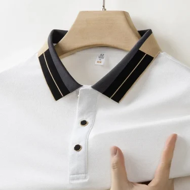2025 New Men's Business Casual Short Sleeved Shirt Solid Color Polo Shirt Fashionable Breathable Comfortable Versatile Top 5