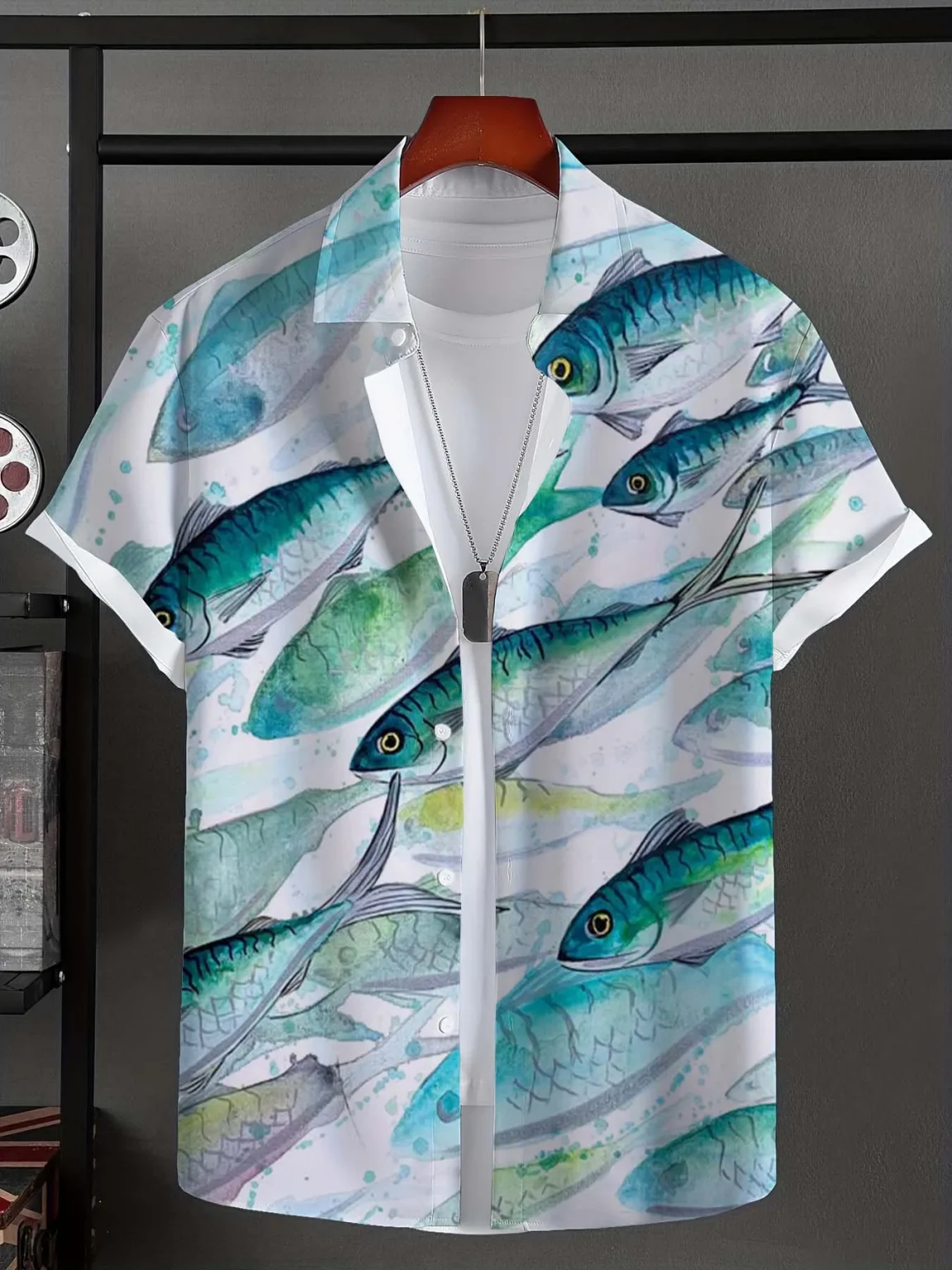 sea fish Pattern 3D Printed Men's Shirt Fashion New Summer Casual Fresh Style Oversized Breathable Lapel Button Hawaiian Shirt 2