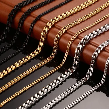 Stainless Steel Cuban Link Chain Bracelet Necklace For Men Women Neck Choker Fashion Jewelry Accessories 1
