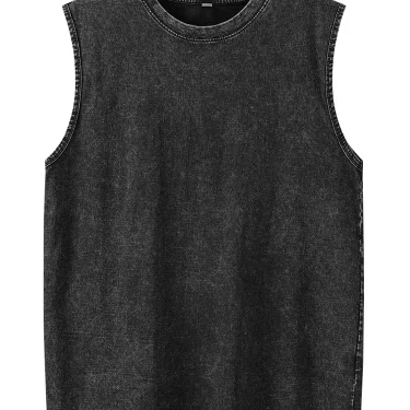 Summer Men's Washed Cotton Tank Tops Muscle Gym Sleeveless Workout T Shirts Running Beach Loose Cutoff Tees 3