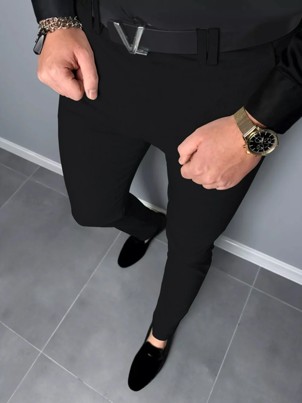 Men's Casual Pants Seasonal Comfort Daily Morning Travel Wear Solid Color Regular Slim Straight Leg Pants 1