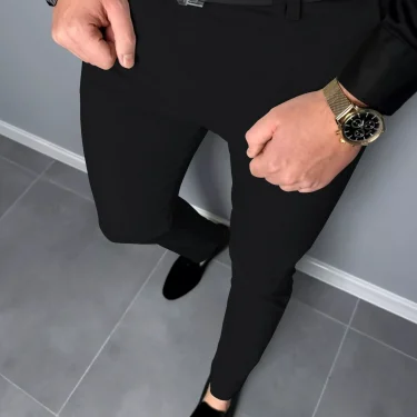 Men's Casual Pants Seasonal Comfort Daily Morning Travel Wear Solid Color Regular Slim Straight Leg Pants 1