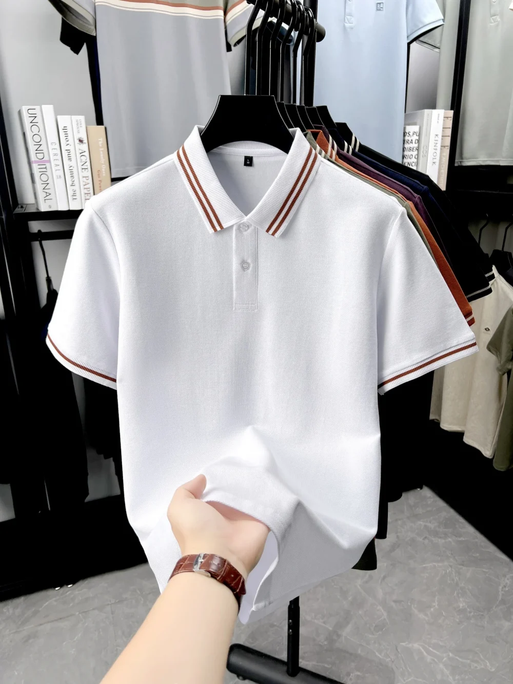 100% pure cotton men's new short sleeve summer custom fashion polo shirt high-quality luxury boutique Tshirt business casual top 5