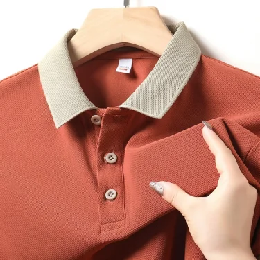 Men's Solid Color Casual Fashion Short Sleeved POLO Shirt Summer Comfortable Top 5
