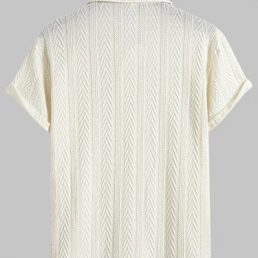 New Mens Polo Shirts Short Sleeve Polo Neck Summer Polo T Shirts Casual Ribbed Textured Golf Shirts Casual Fashion Basic Tee 2